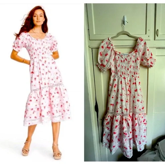 Loveshackfancy x Target Dresses | Loveshackfancy x Target Cosette Tiered Dress Size XXS | Color: Orange/Pink/Red/White | Size: XXS | Lostandfoundla's